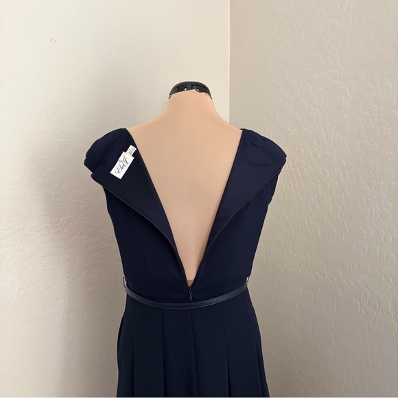 ELIZA J Bateau Neck Cap Sleeve Midi Dress In Navy NEW - Picture 8 of 17